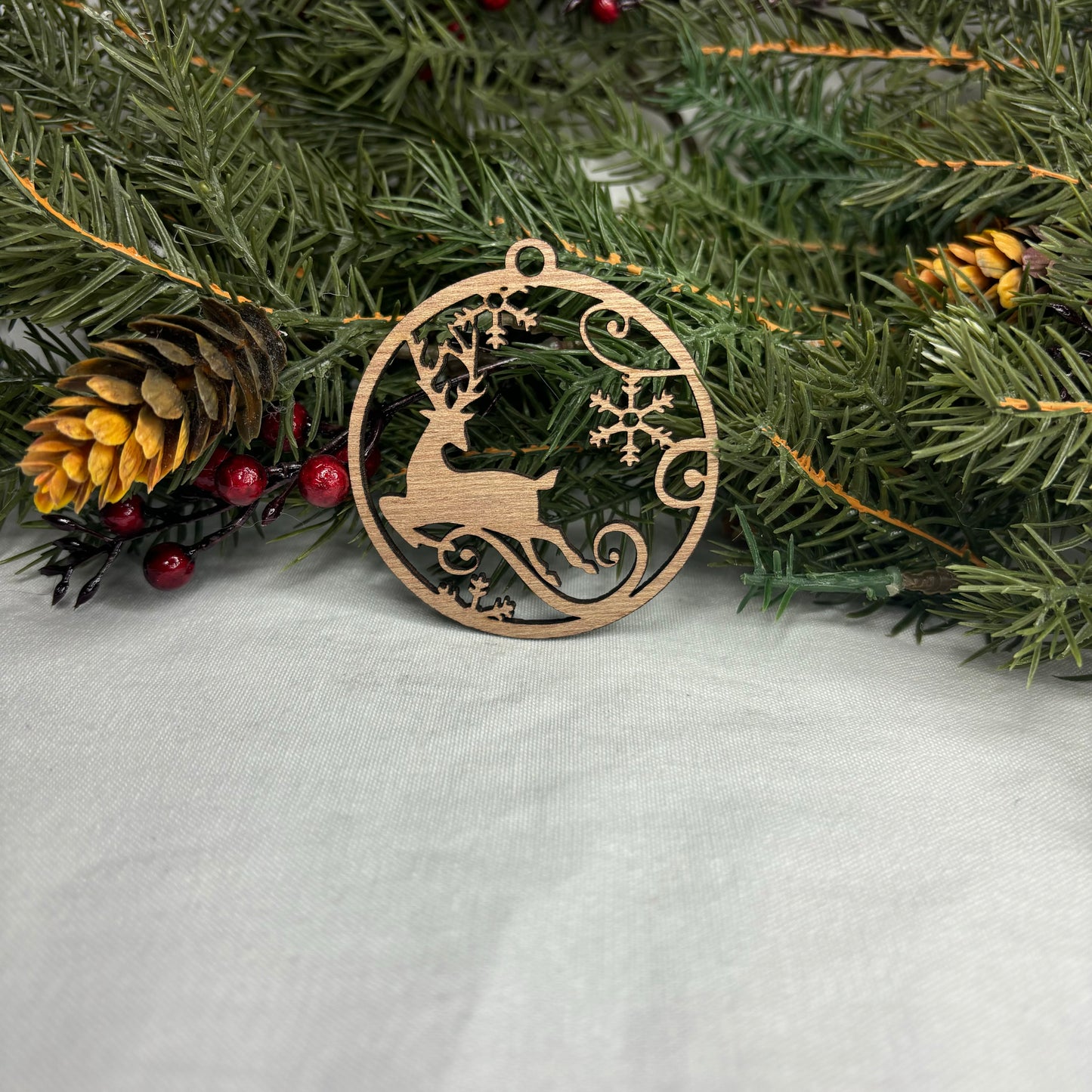 Round Deer Tree Ornament