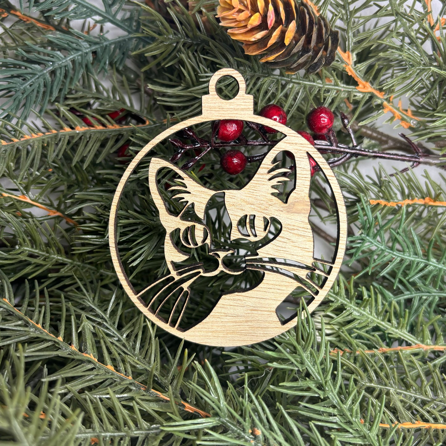 Round Cat Tree Ornament