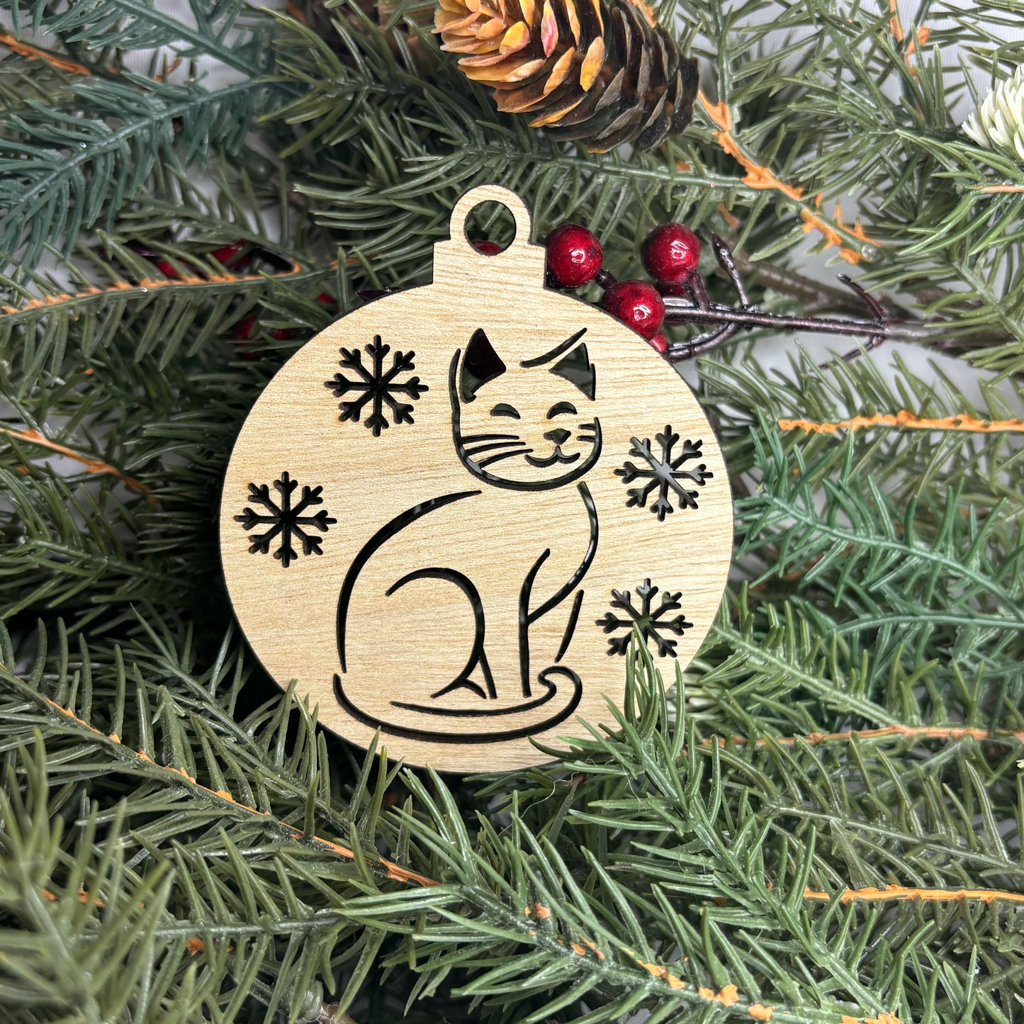 Round Cat Tree Ornament