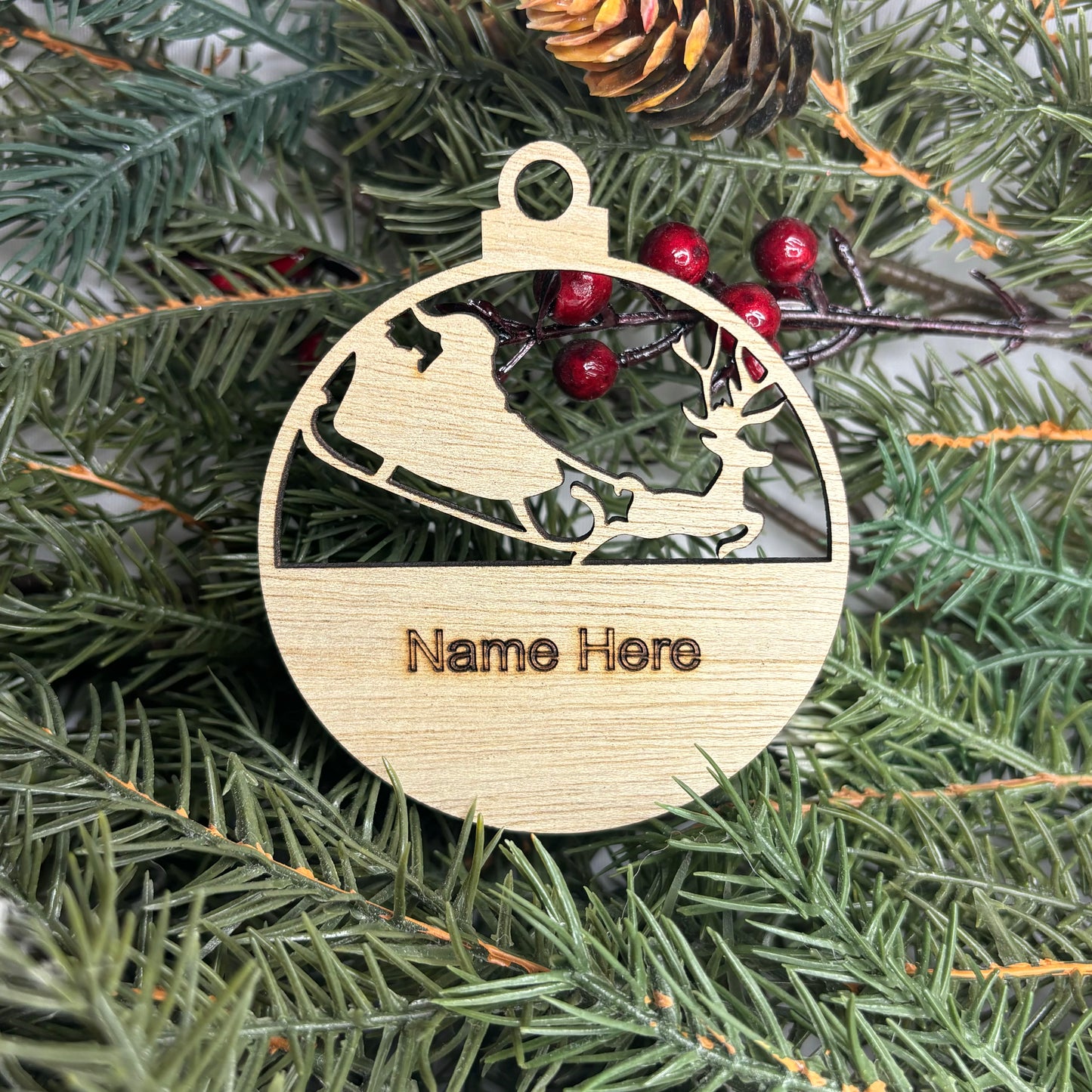 Custom Name Santa's Sleigh Ornament