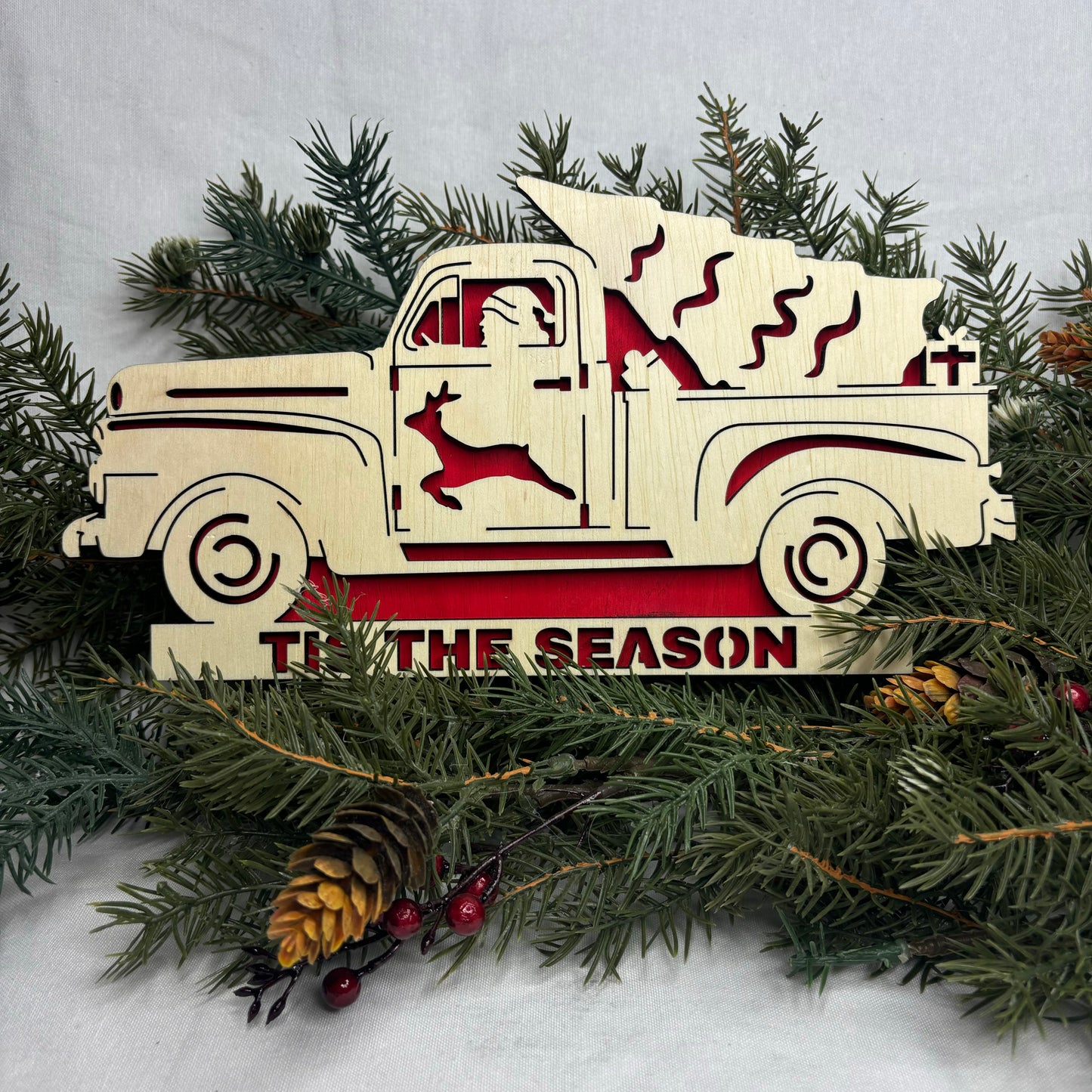 Large Red Wood Truck