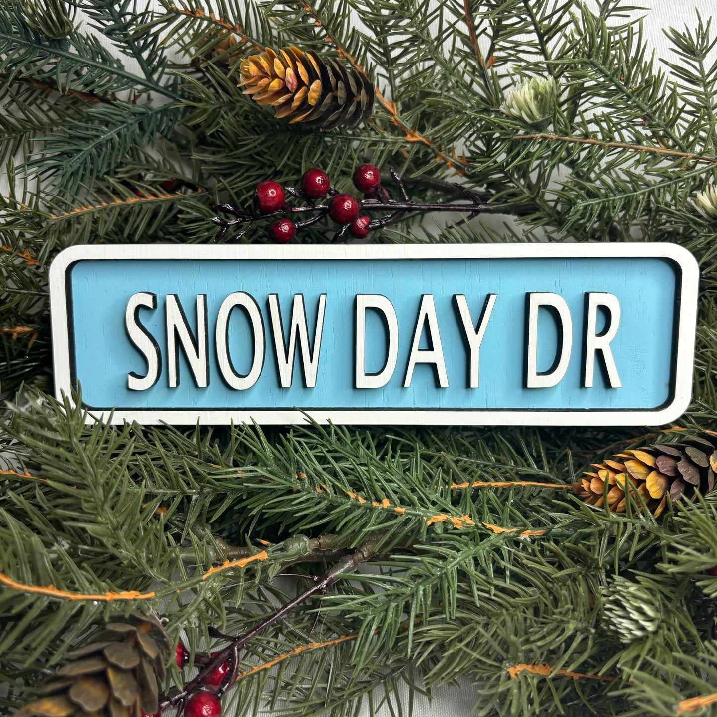 Blue Snow Day Mini Wood Sign