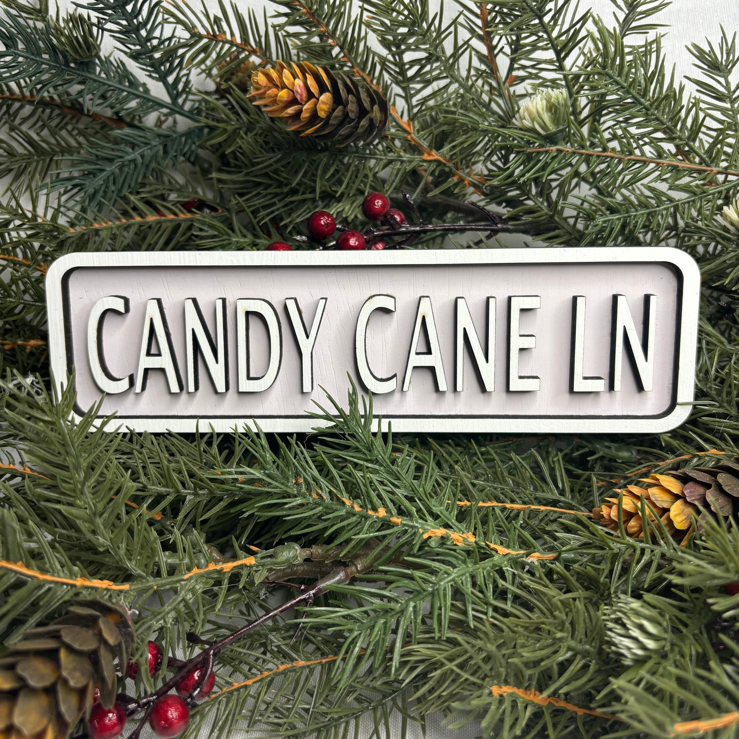 Pink Candy Cane Mini Wood Sign