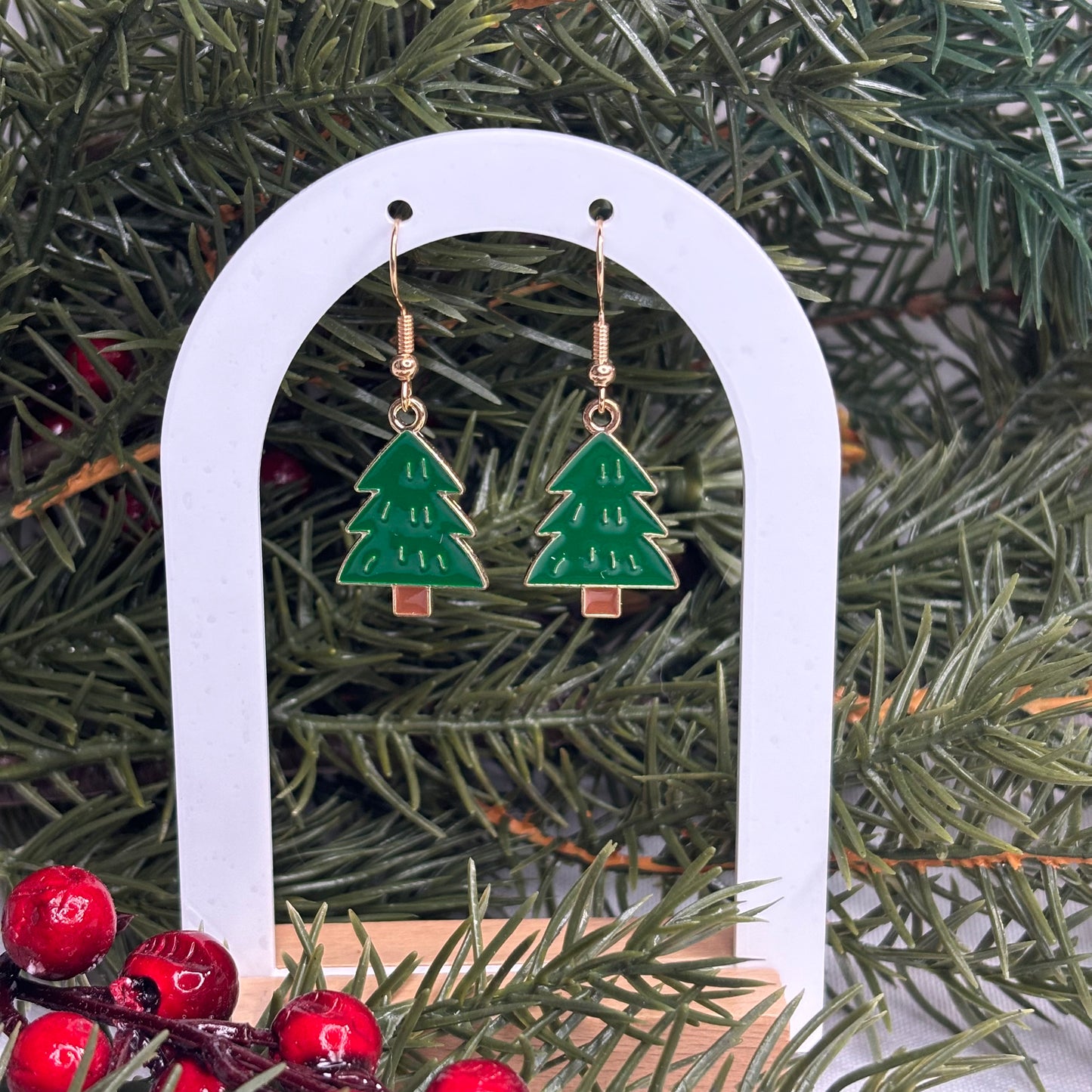 Green Tree Earrings