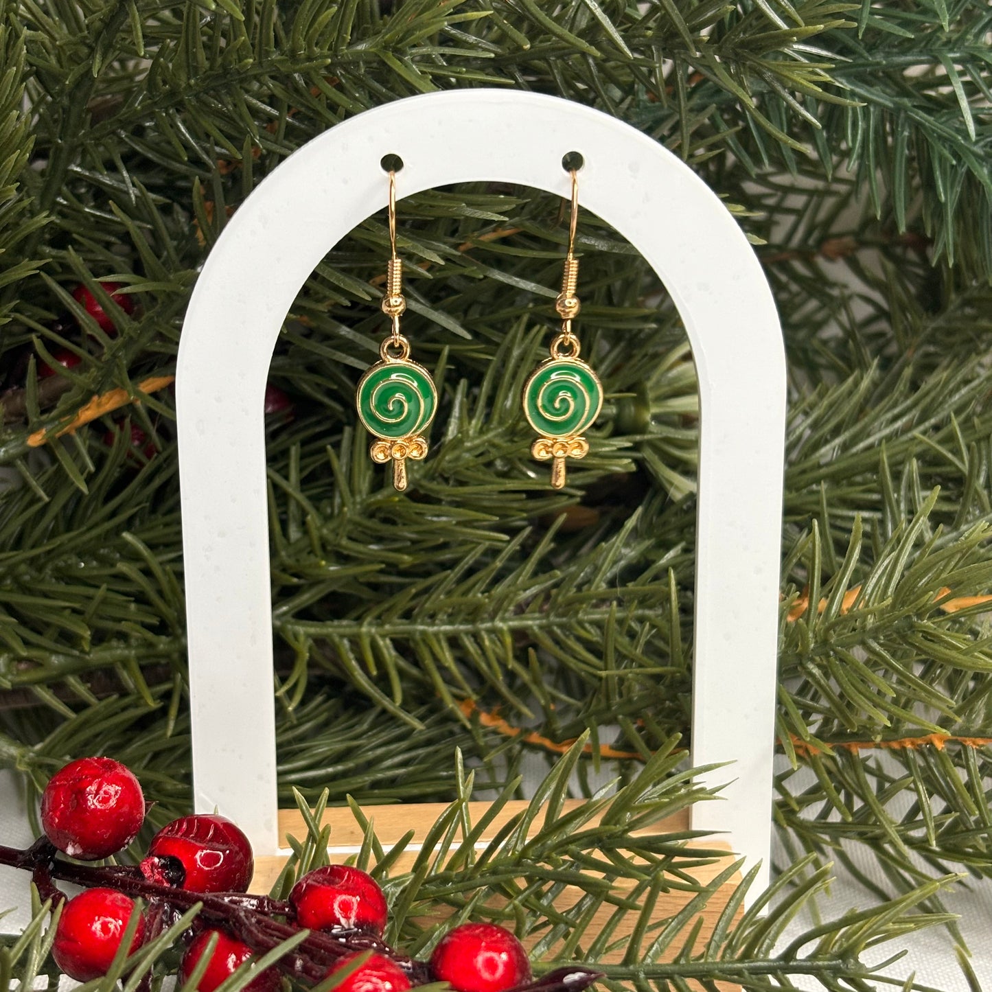 Green Lollipop Earrings