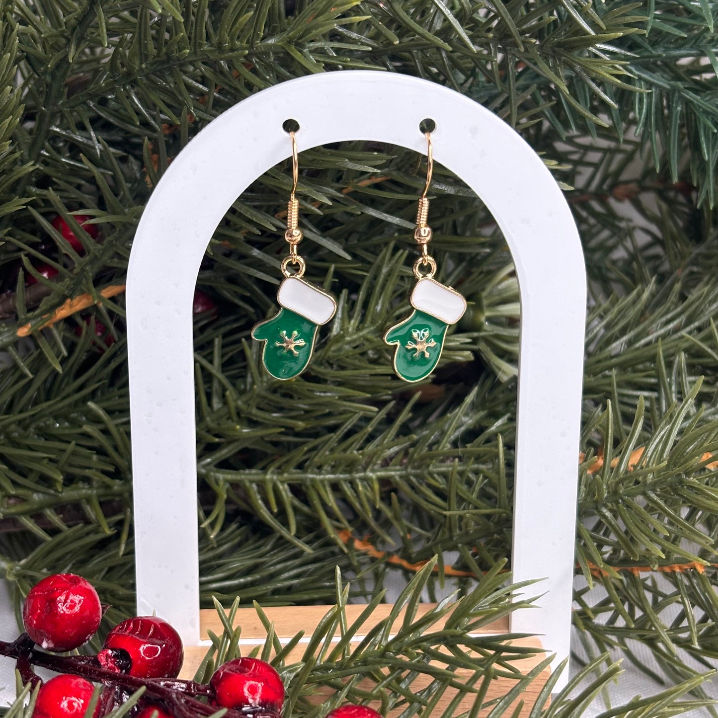 Green Mitten Earrings