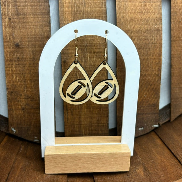 Football Cutout Wood Earrings