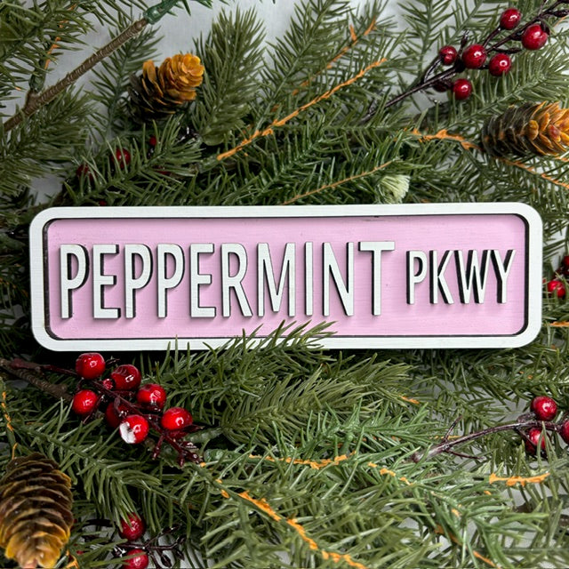 Pink Peppermint Mini Wood Sign