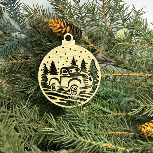 Round Truck Tree Ornament
