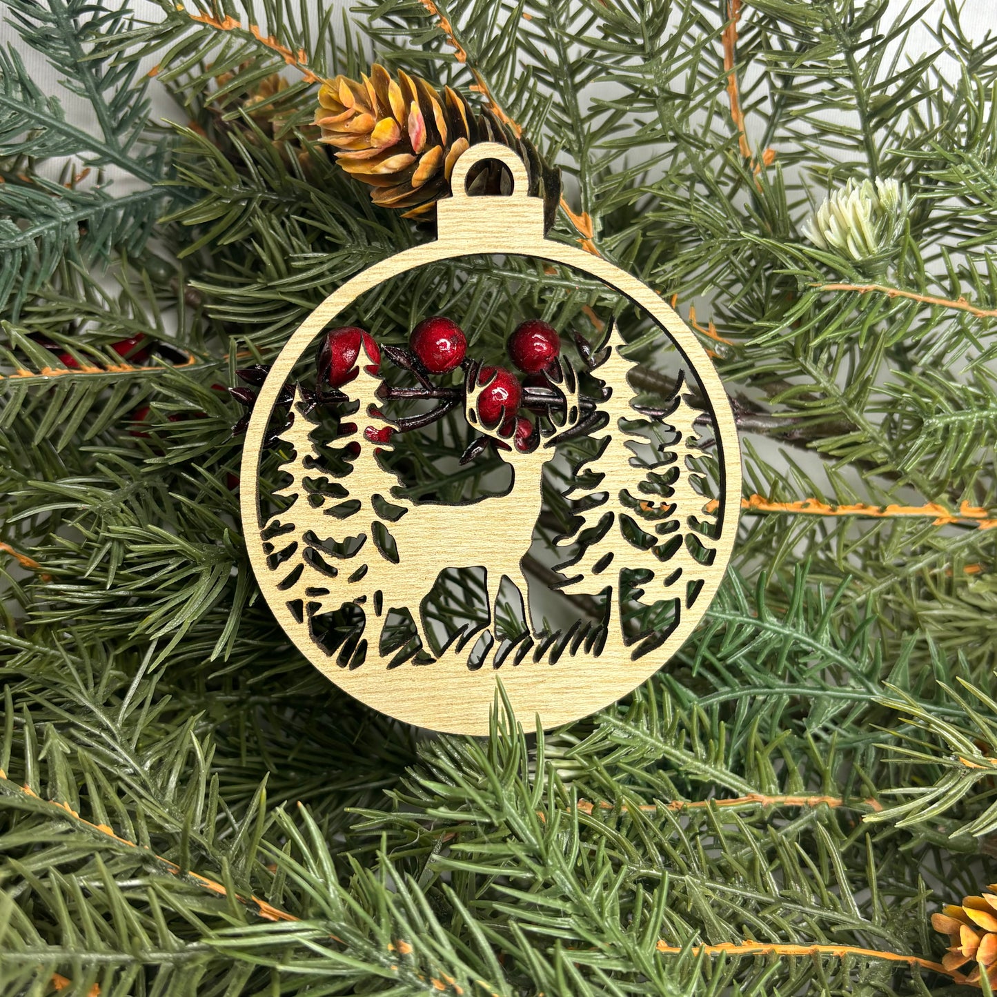 Round Deer Tree Ornament