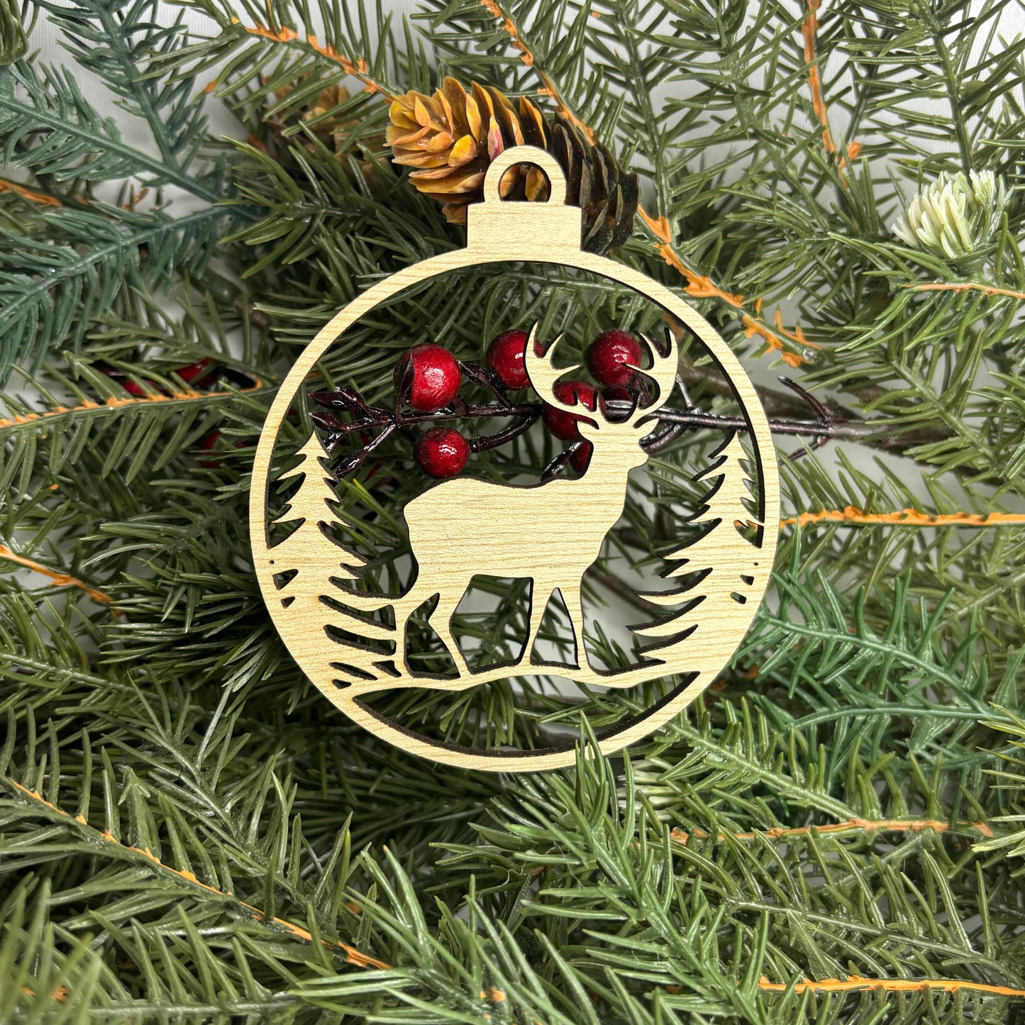 Round Deer Tree Ornament