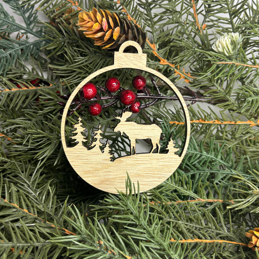 Round Moose Tree Ornament