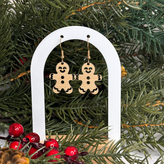 Gingerbread Wood Earrings