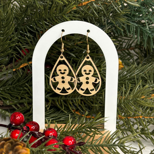 Gingerbread Wood Loop Earrings