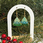 Green Christmas Tree Earrings