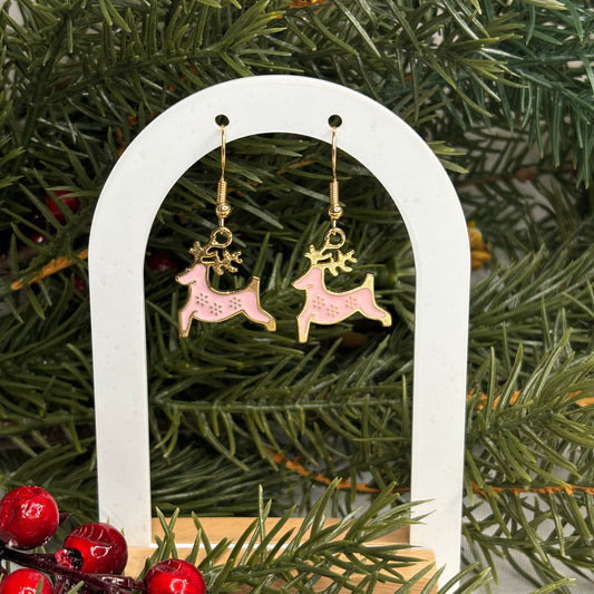 Pink Deer Earrings