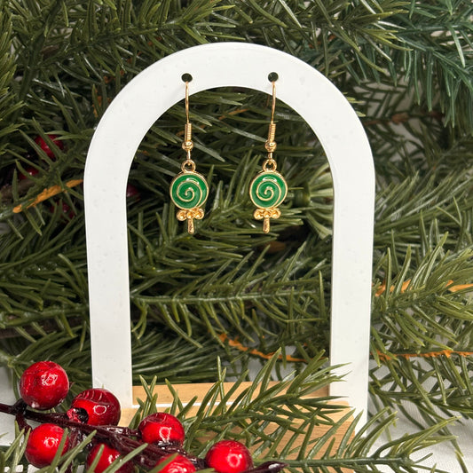 Green Lollipop Earrings