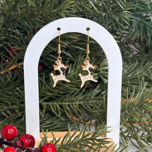 Cute White Deer Earrings