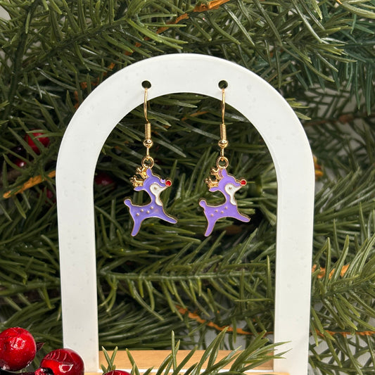 Cute Purple Deer Earrinigs