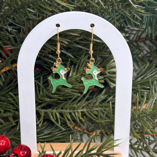 Cute Green Deer Earrings