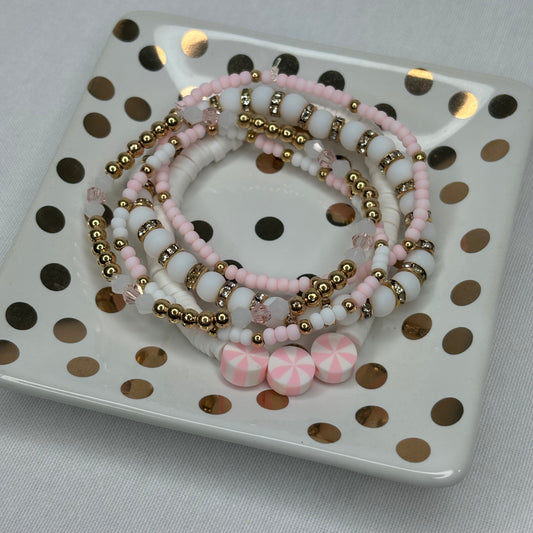 Pink Christmas Bracelet Set