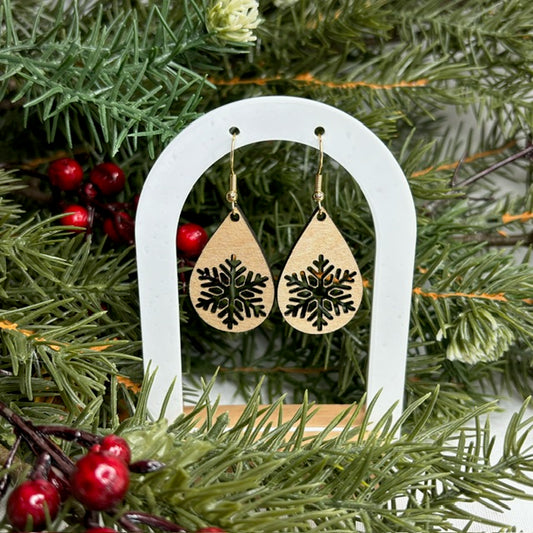 Snowflake Wood Earrings