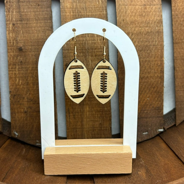 Football Wood Earrings
